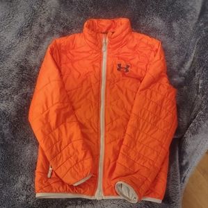 Under Armour, Youth Medium, orange with navy logo stitching